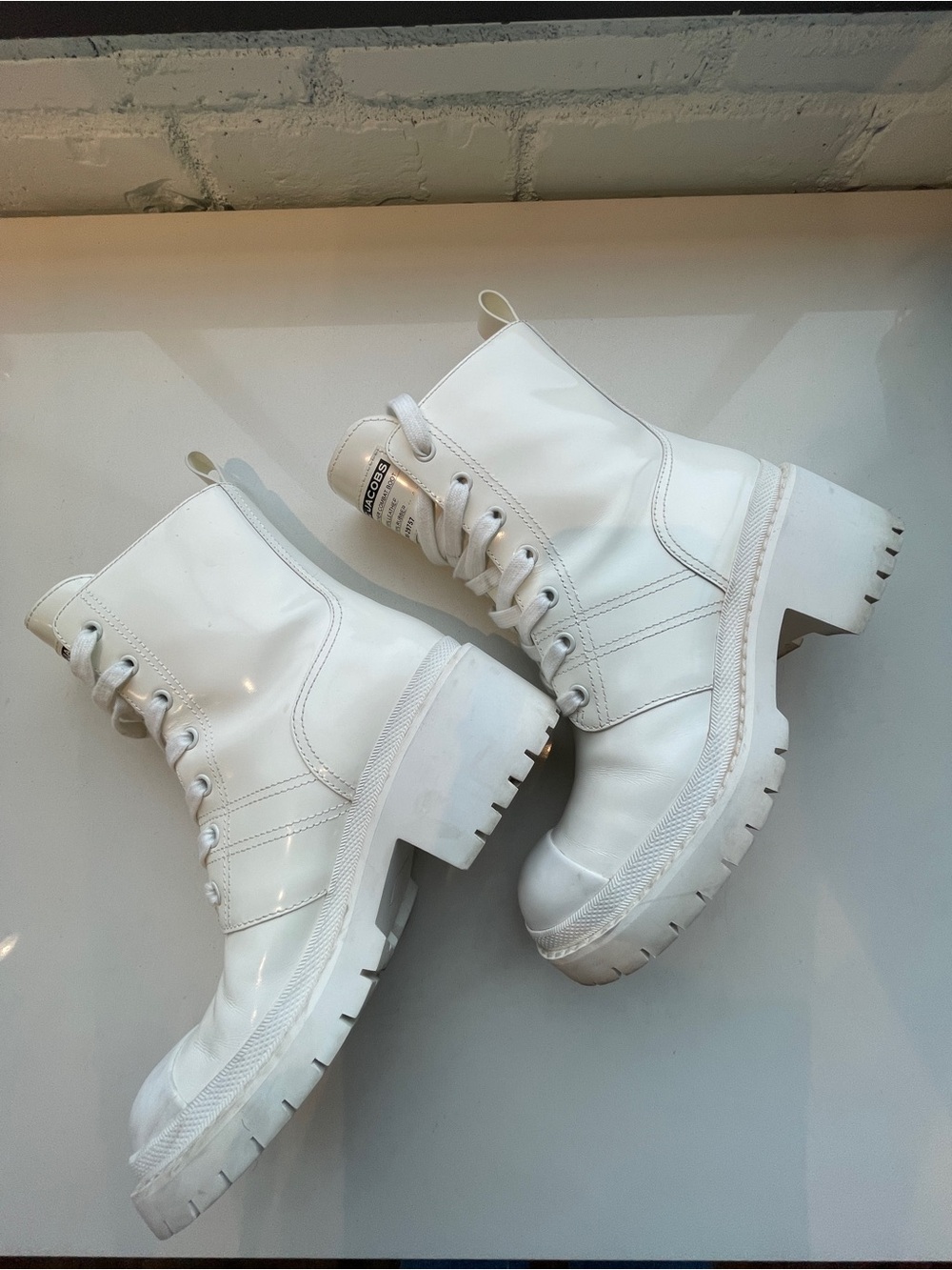 Marc Jacobs White Bristol Lace-Up Combat Boots - Picture 2 of 7